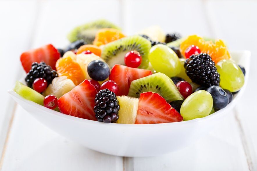 Fruitsalade op het favoriete dieetmenu